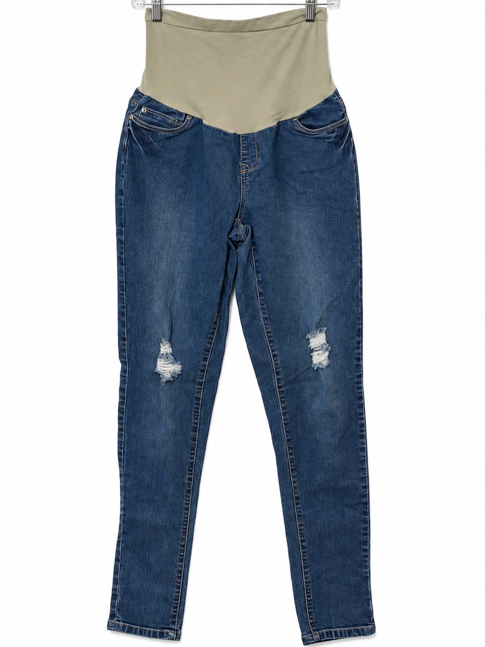 Hybrid & Company Maternity Jeans Large Distressed Skinny Full Panel